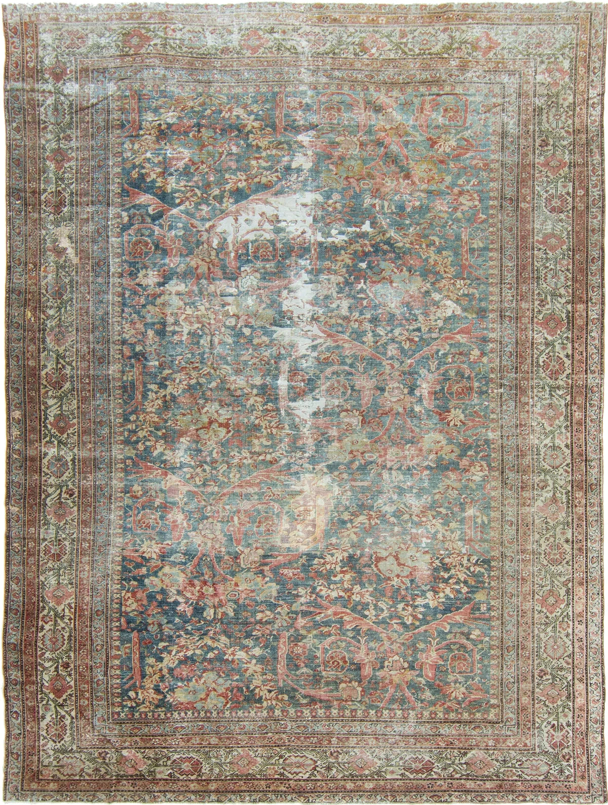 Antique Persian Distressed Rug Sultanabad 