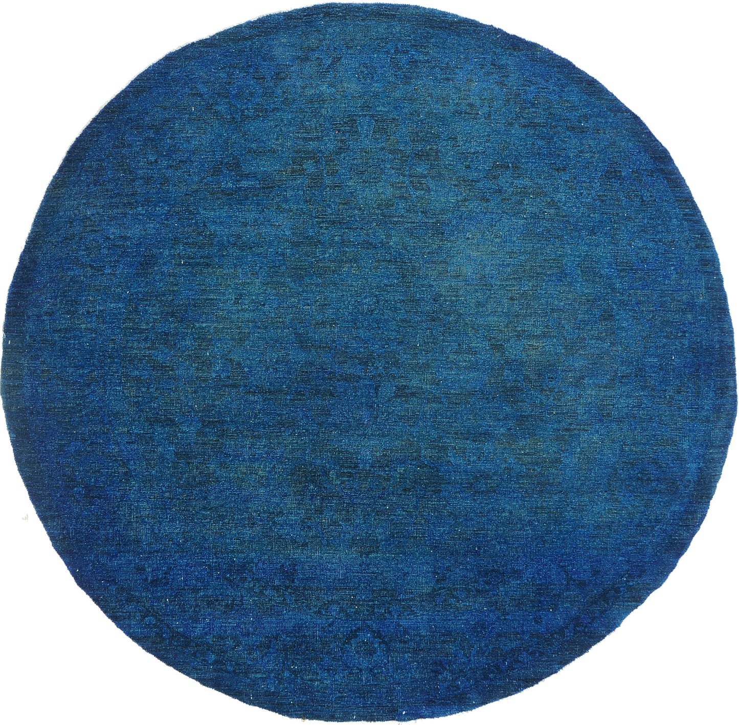 Vintage Style Overdyed Sultanabad Design Round Rug