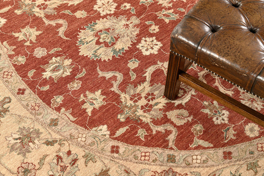 Natural Dye Sultanabad Revival Round Rug