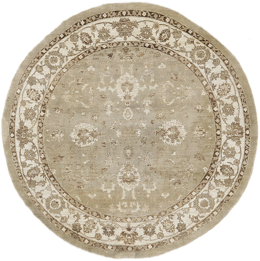Vintage Style Sultanabad Revival Round Rug