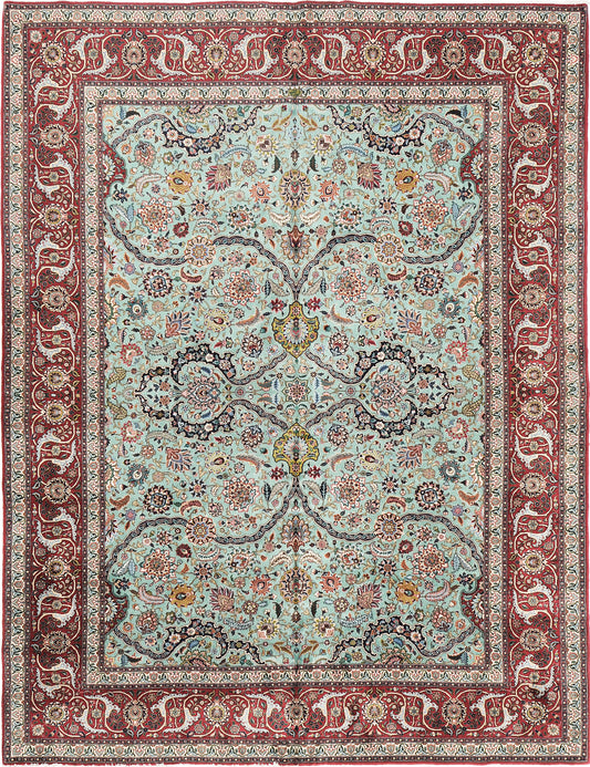 Persian Rug 3142 Vintage Fine Persian Tabriz Rug Wool and Silk 18594