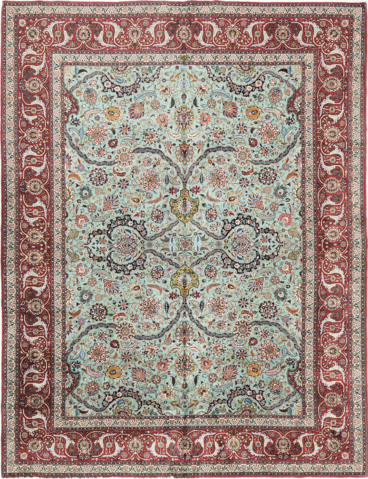 Vintage Fine Persian Tabriz Rug Wool and Silk 18594