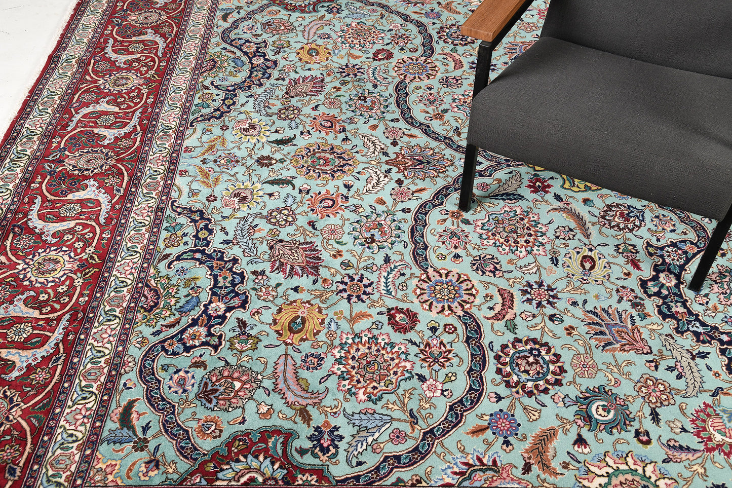 Persian Rug 3149 Vintage Fine Persian Tabriz Rug Wool and Silk 18594