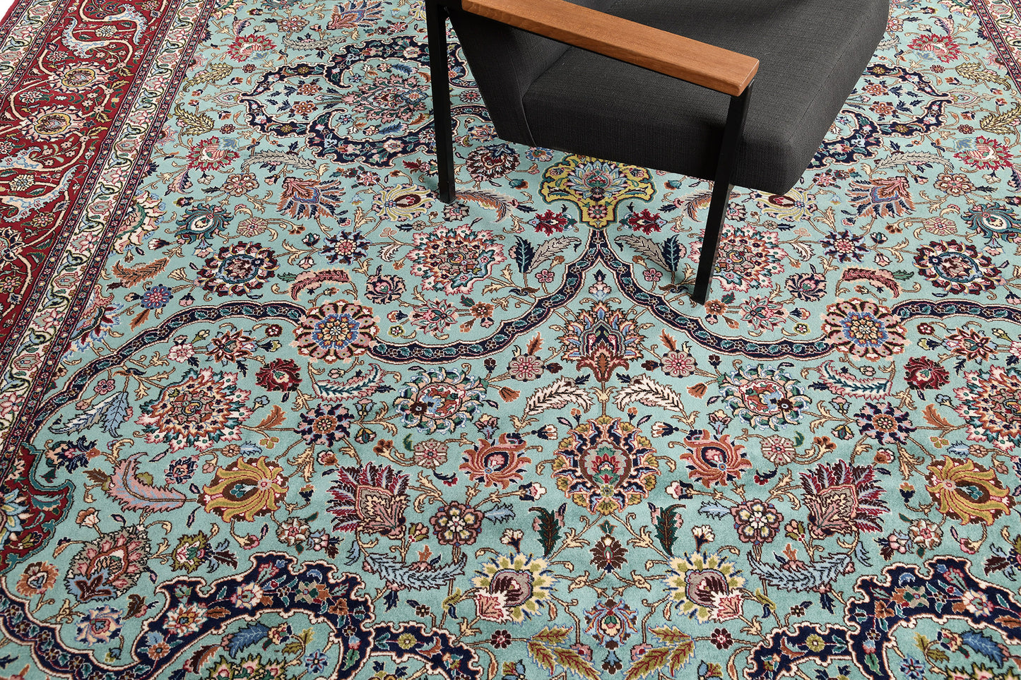 Persian Rug 3147 Vintage Fine Persian Tabriz Rug Wool and Silk 18594