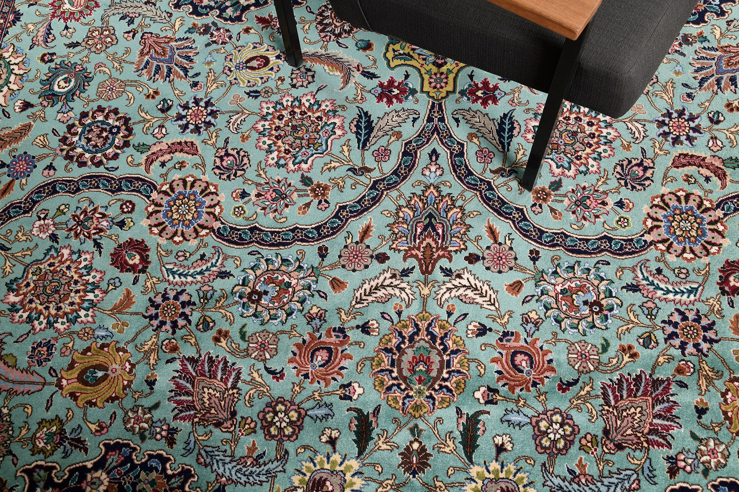 Persian Rug 3145 Vintage Fine Persian Tabriz Rug Wool and Silk 18594