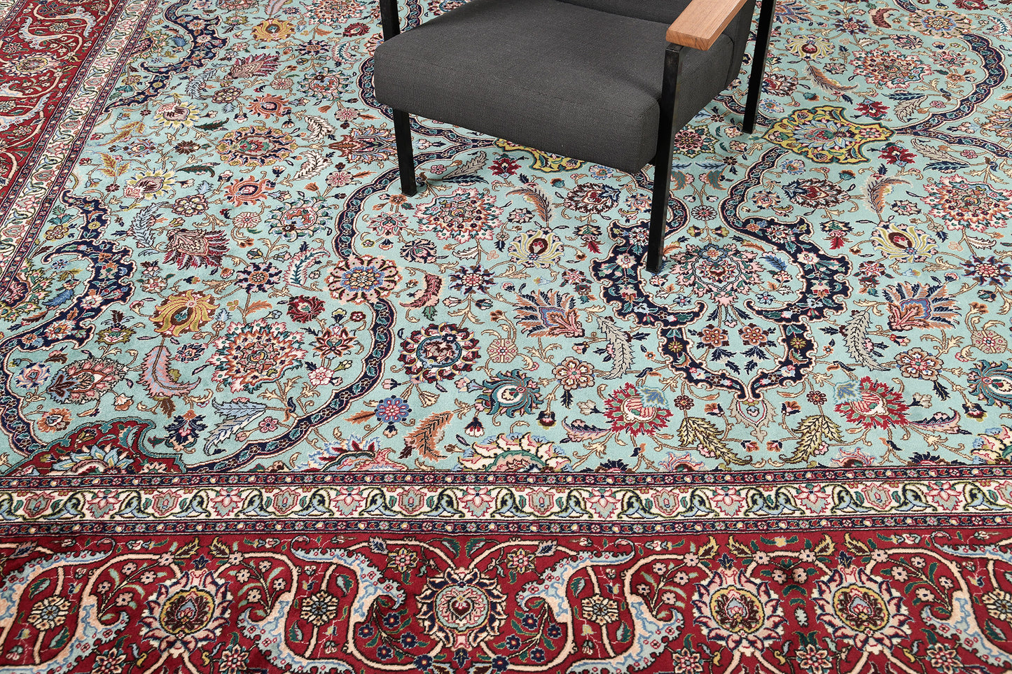 Persian Rug 3144 Vintage Fine Persian Tabriz Rug Wool and Silk 18594