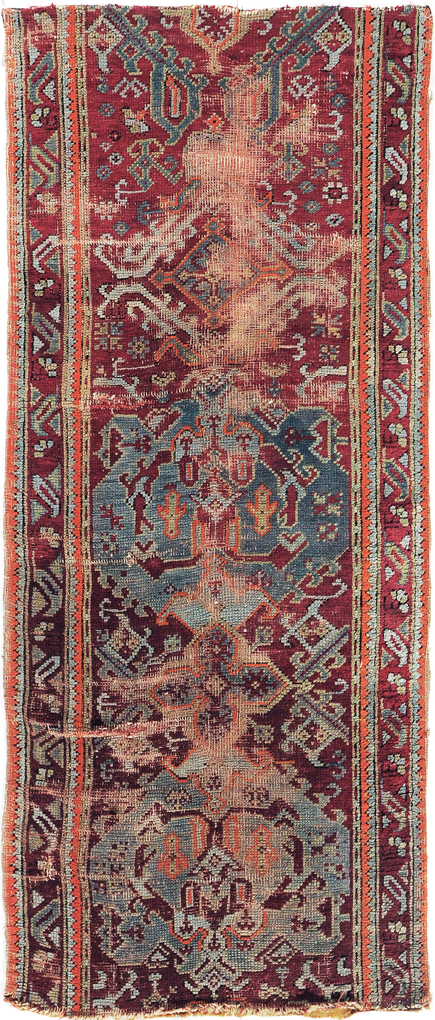 Worn Out Antique Turkish Oushak Runner