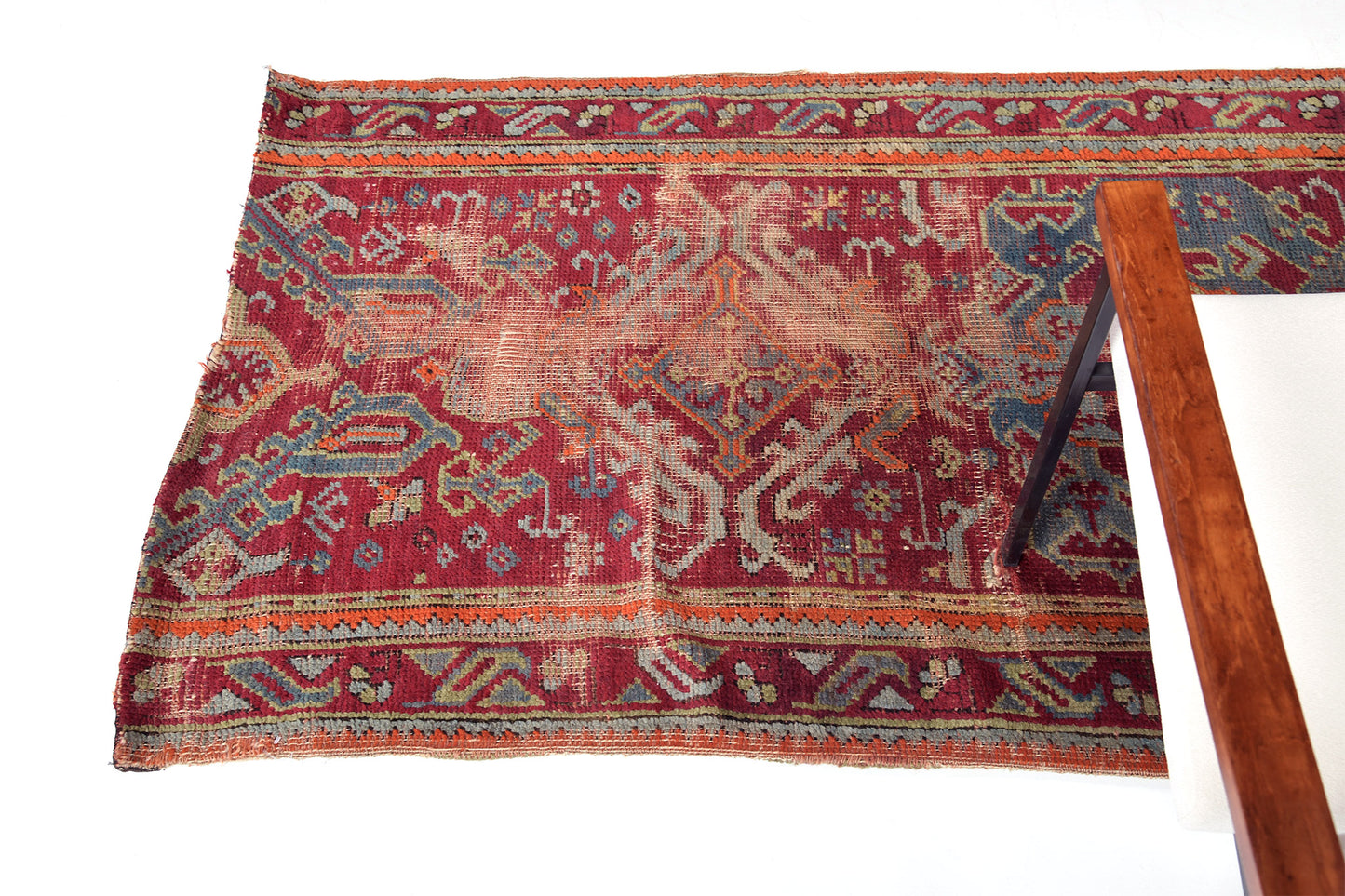 Worn Out Antique Turkish Oushak Runner