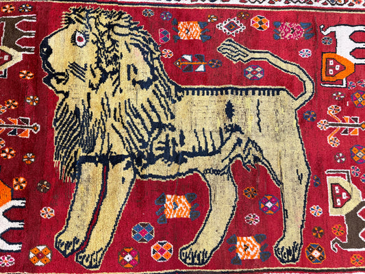 Antique Persian Ghashghaei "Lion Rug"
