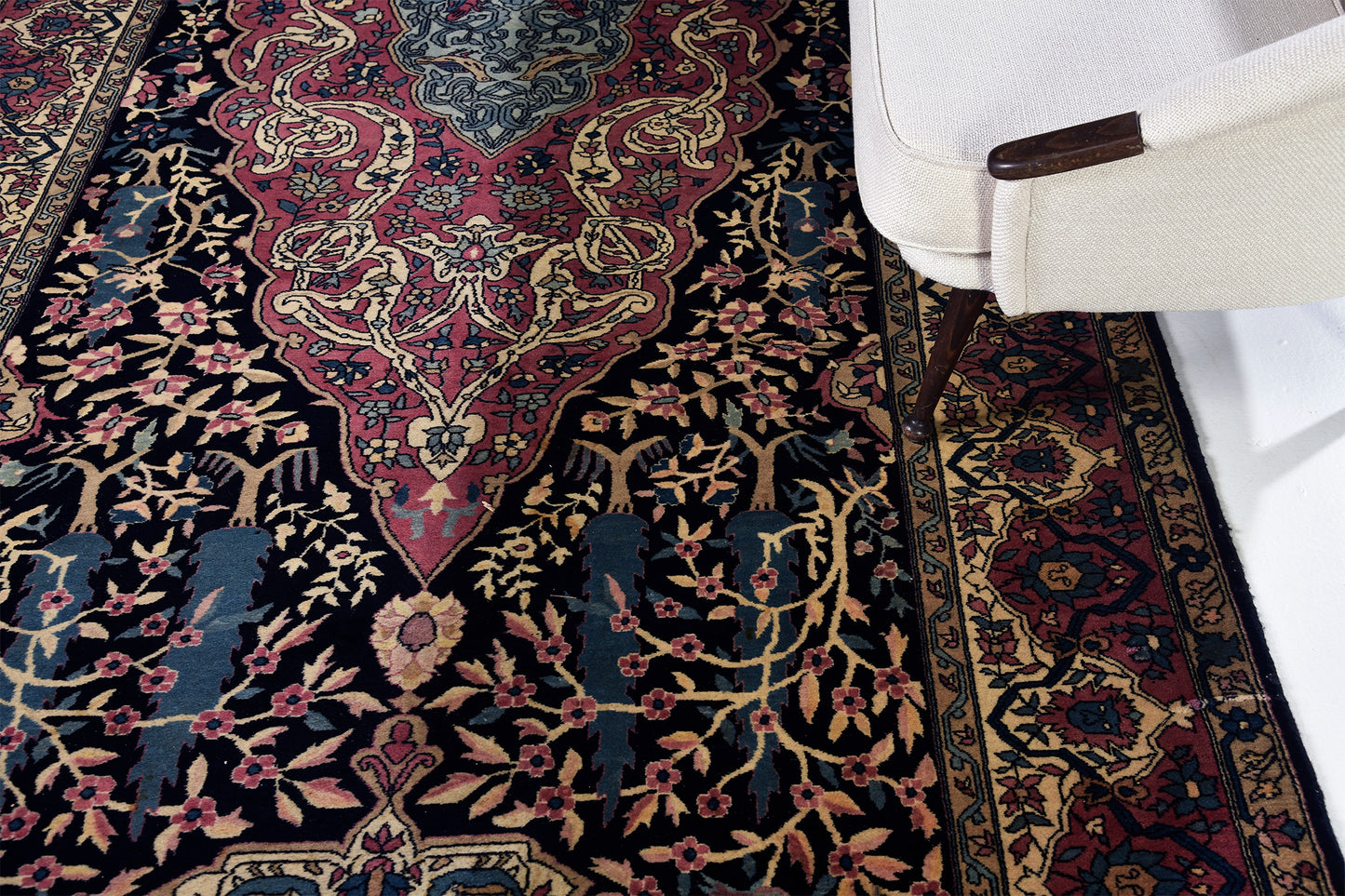 Antique Indian Lahore Gallery Size Runner - styled in room setting
