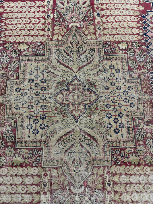 Antique Persian Kermanshah Rug - overhead flat lay view