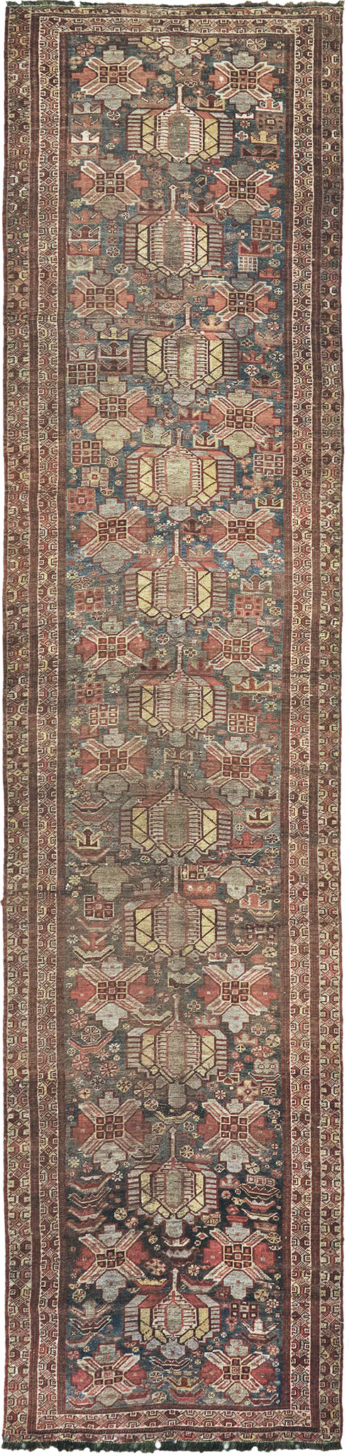Antique Persian Shiraz Runner - narrow runner - one-of-a-kind handmade area rug