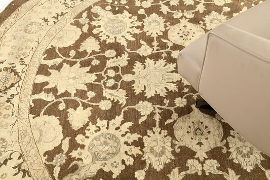 Vintage Style Sultanabad Revival Round Rug