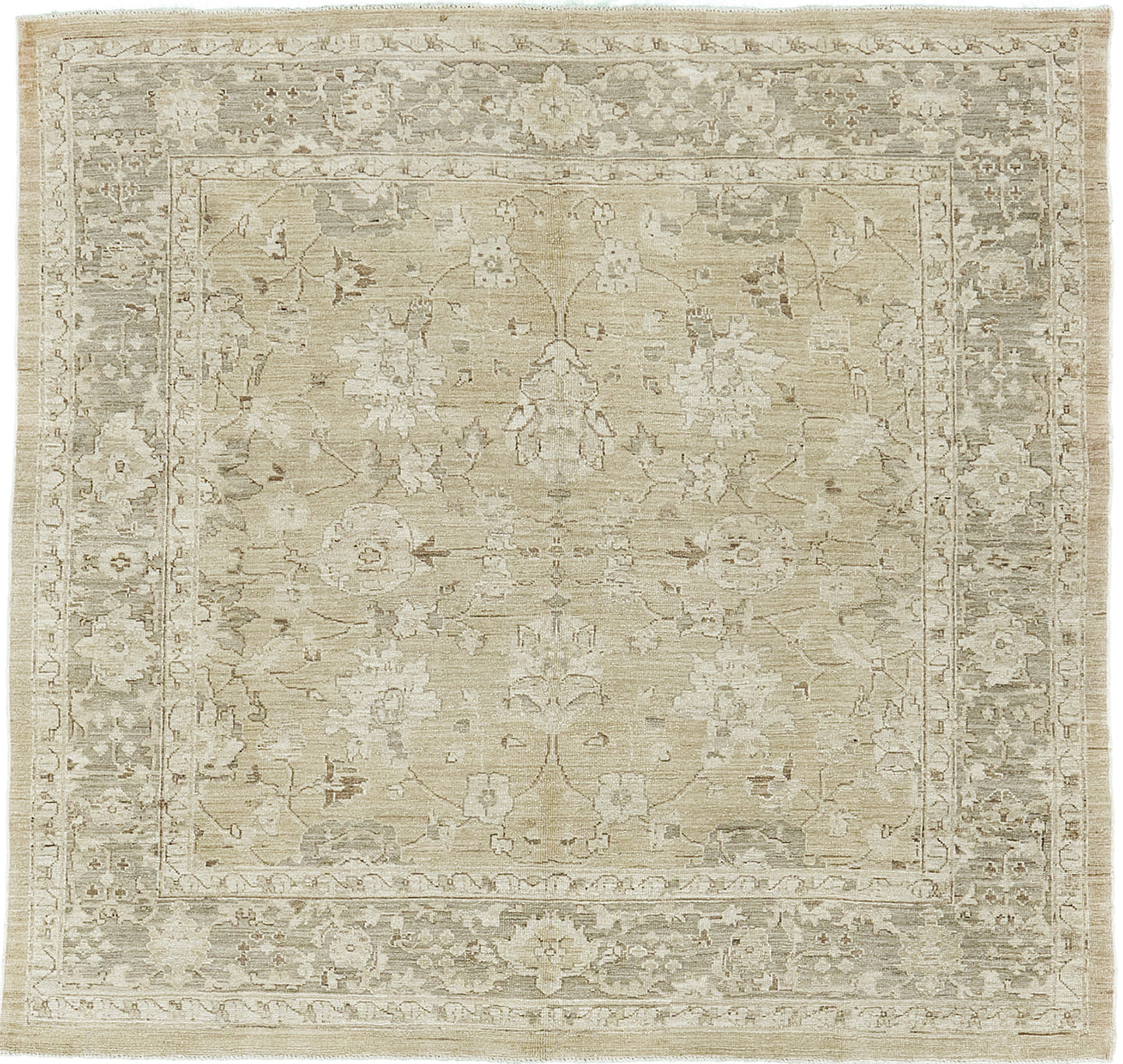 Vintage Style Sultanabad Revival Square Rug