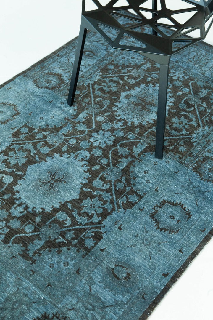 Overdyed Distressed Mahal Design Rug