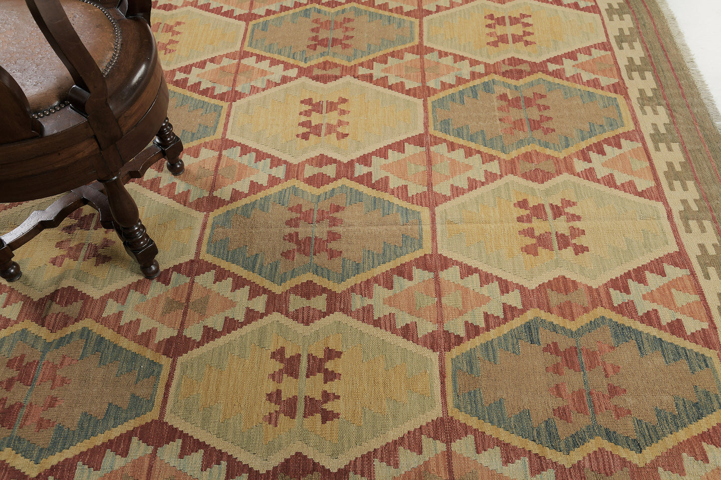 Vintage Style Tribal Natural Dye Flat Weave Kilim