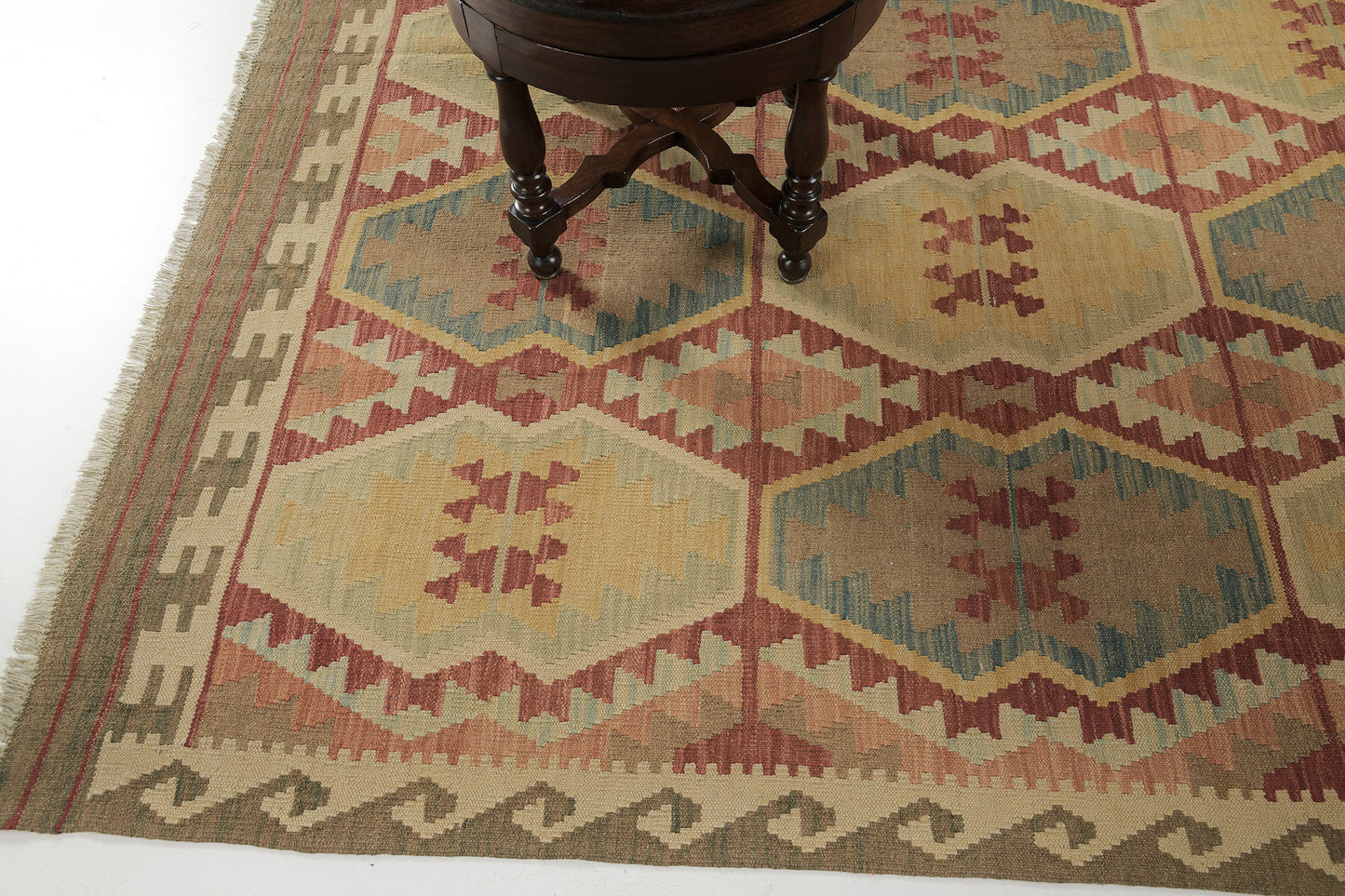 Vintage Style Tribal Natural Dye Flat Weave Kilim