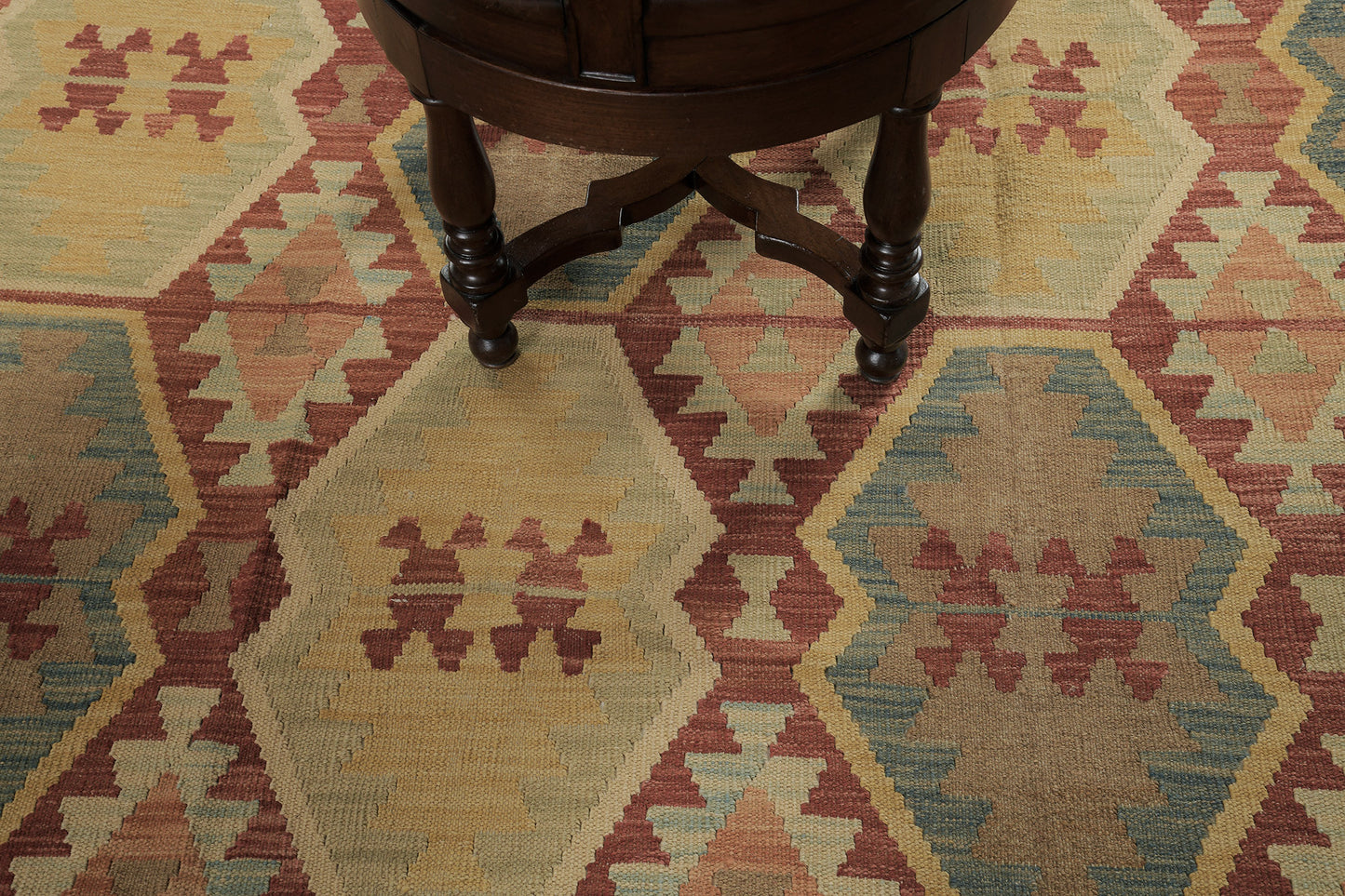 Vintage Style Tribal Natural Dye Flat Weave Kilim