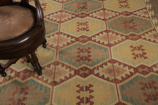 Vintage Style Tribal Natural Dye Flat Weave Kilim