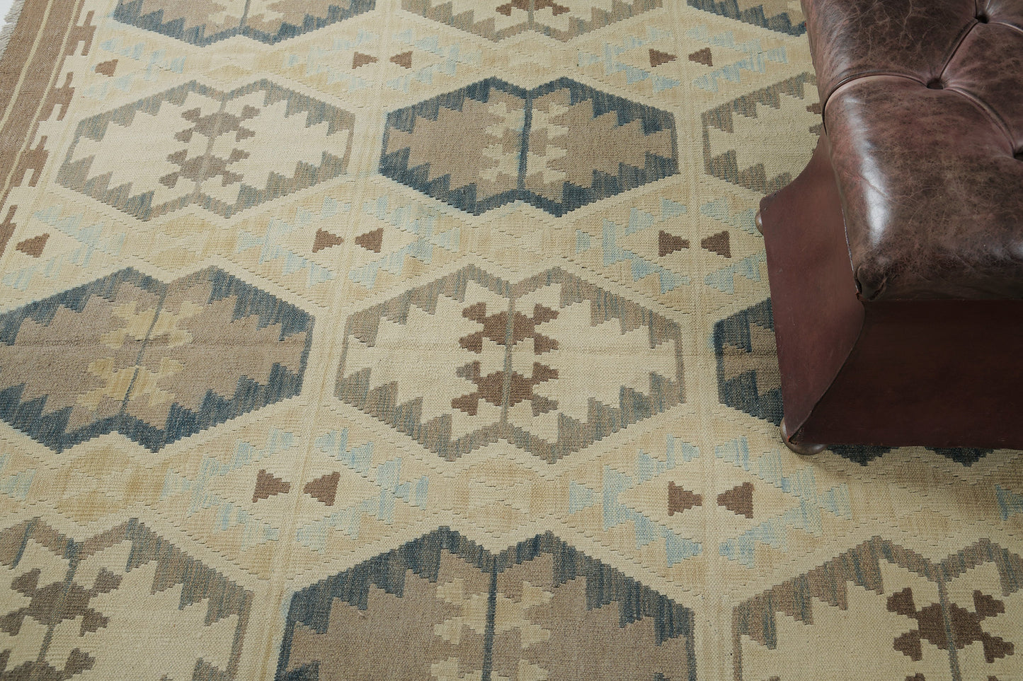 Vintage Style Tribal Natural Dye Flat Weave Kilim