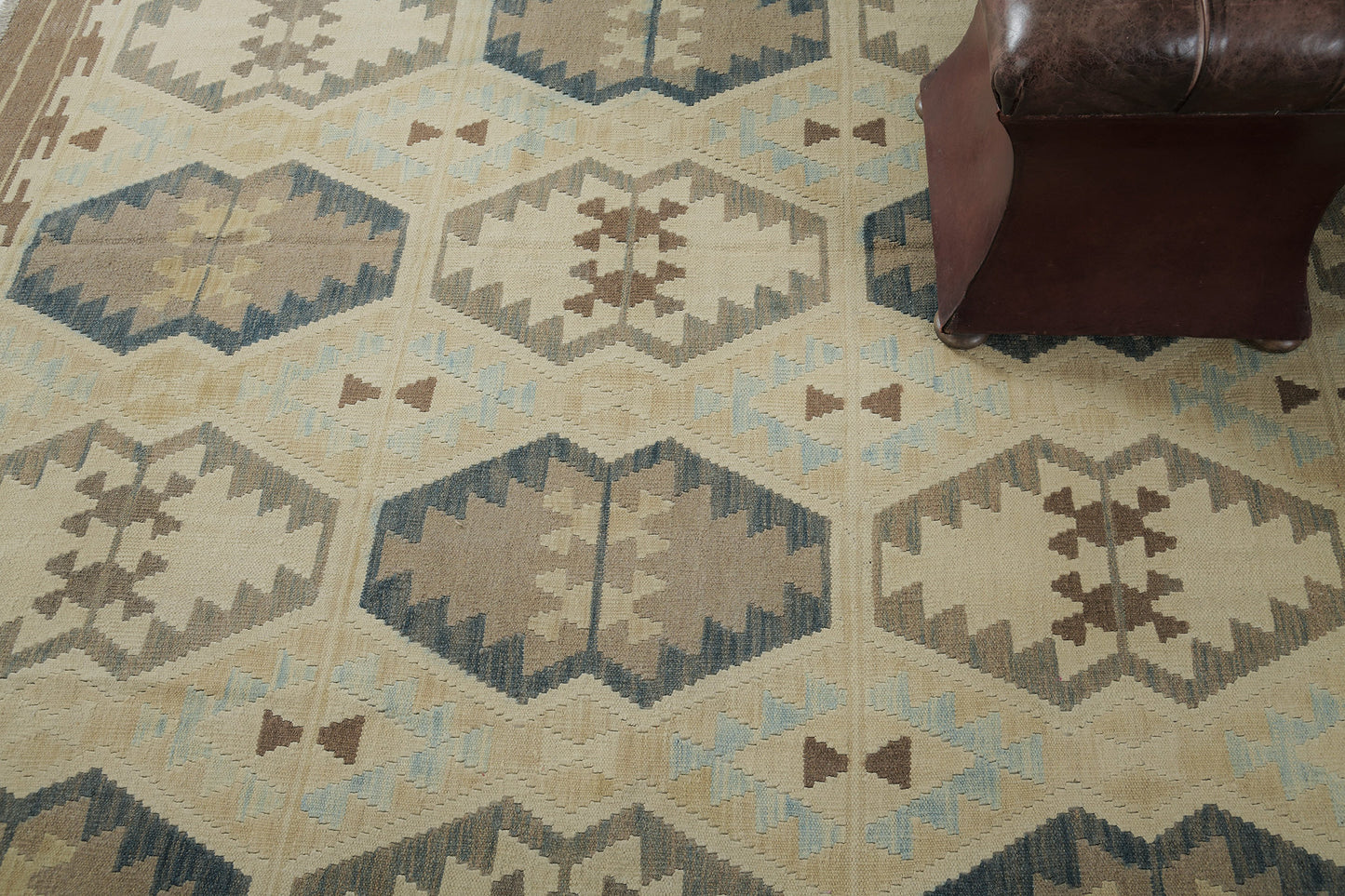 Vintage Style Tribal Natural Dye Flat Weave Kilim