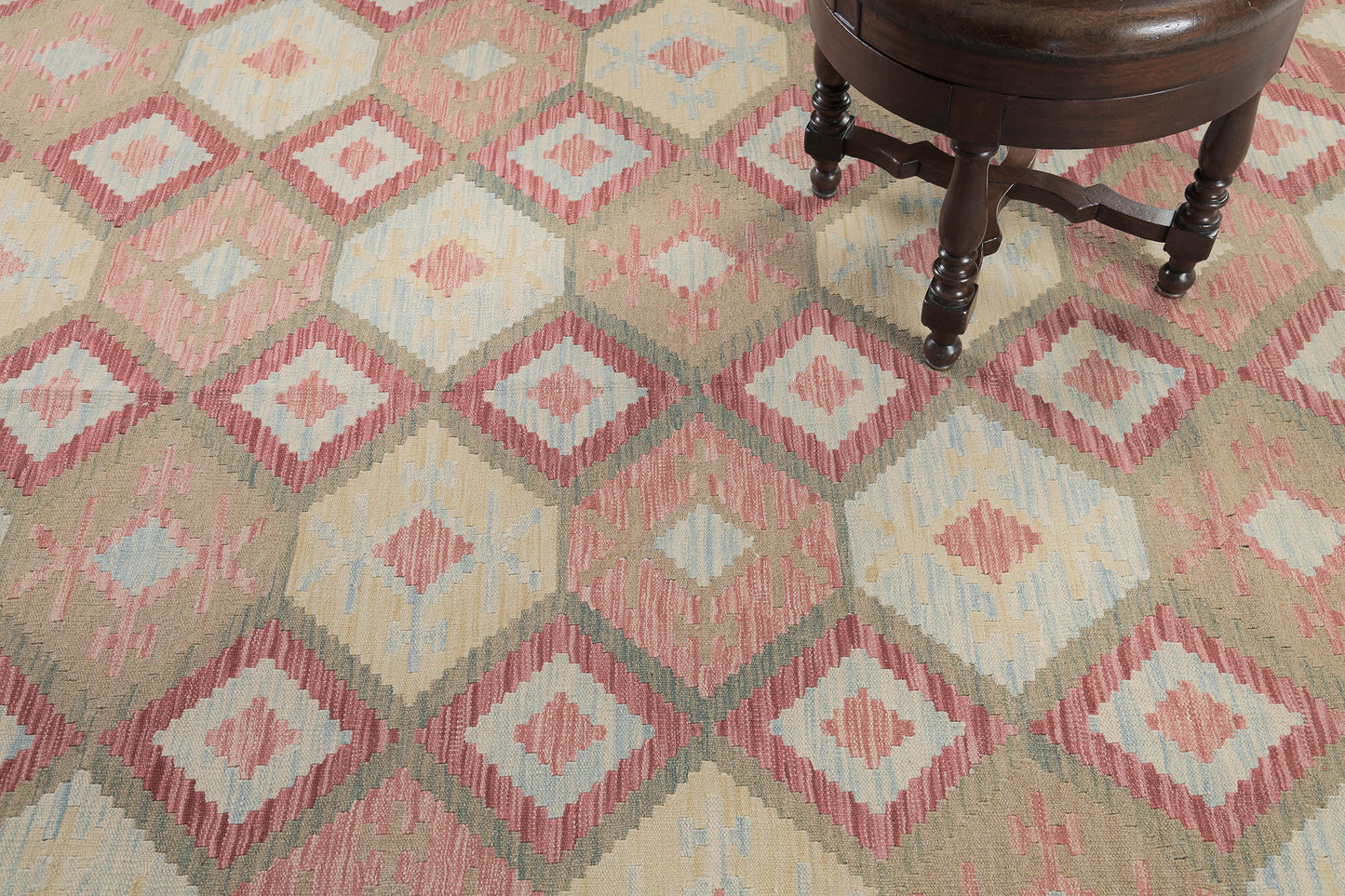 Vintage Style Tribal Natural Dye Flat Weave Kilim