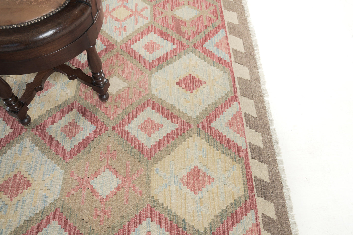 Vintage Style Tribal Natural Dye Flat Weave Kilim