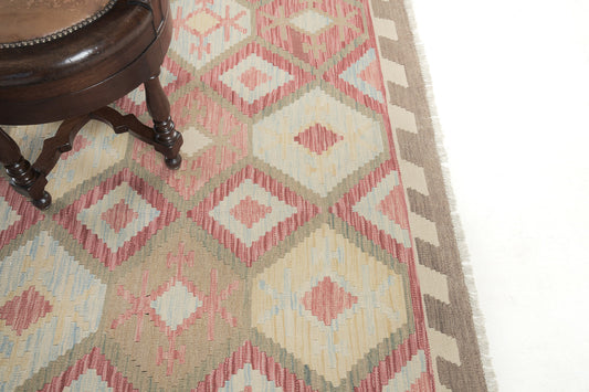 Vintage Style Tribal Natural Dye Flat Weave Kilim