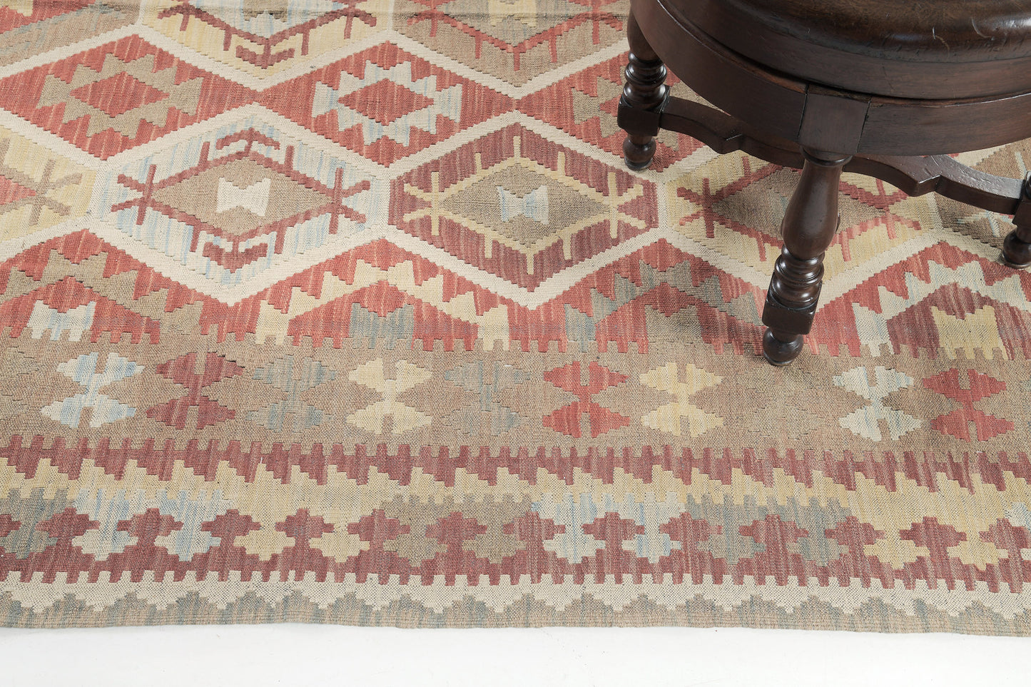 Vintage Style Tribal Natural Dye Flat Weave Kilim