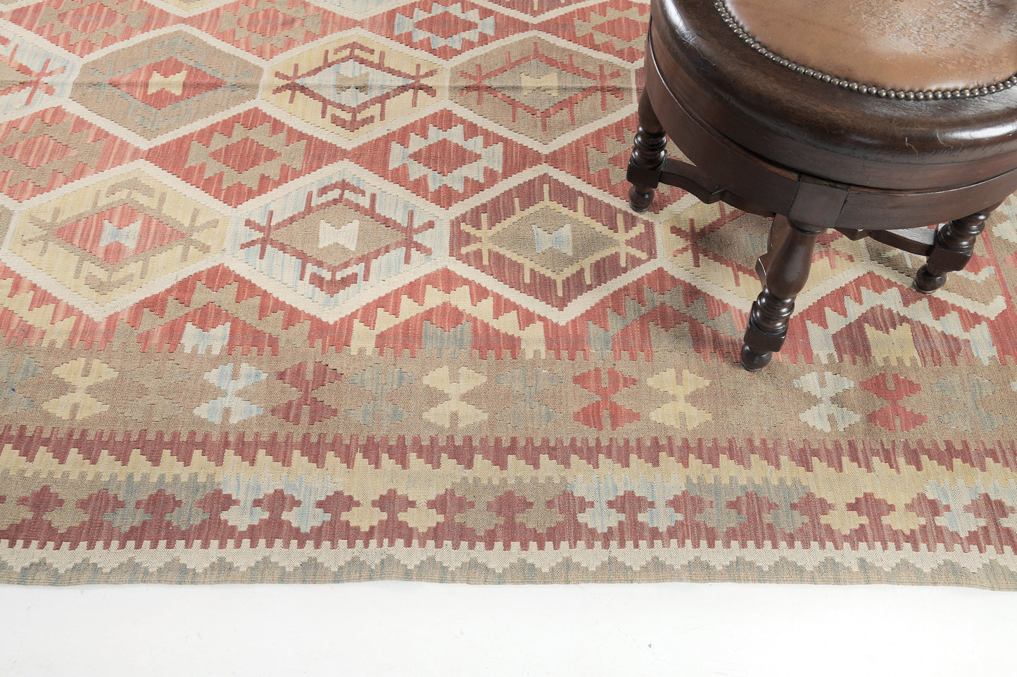 Vintage Style Tribal Natural Dye Flat Weave Kilim