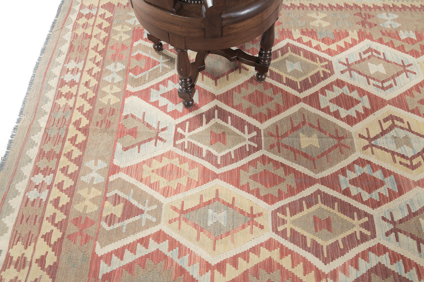 Vintage Style Tribal Natural Dye Flat Weave Kilim