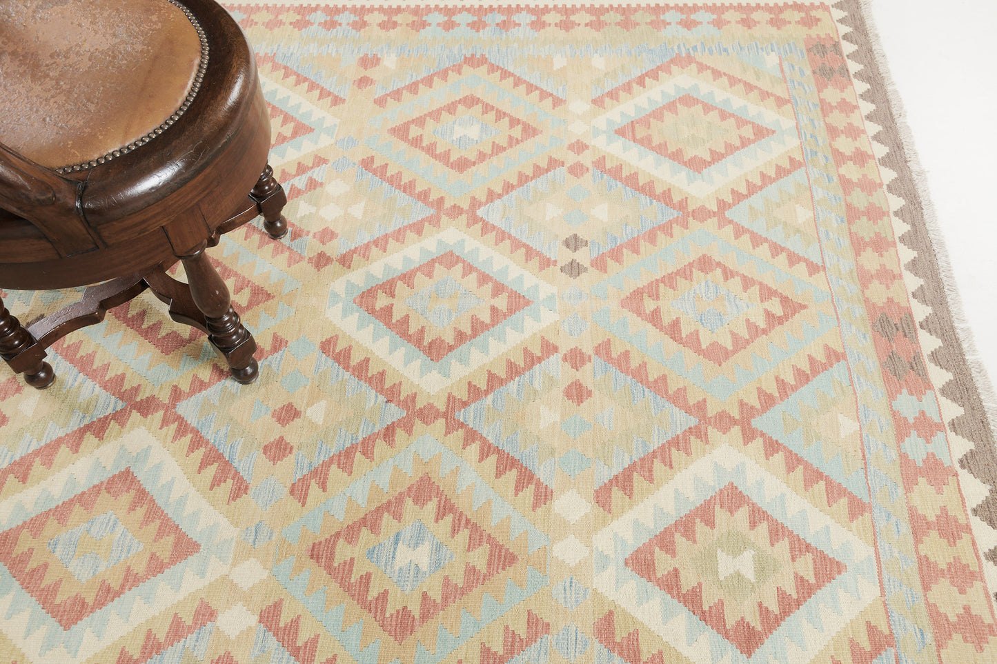 Vintage Style Tribal Natural Dye Flat Weave Kilim