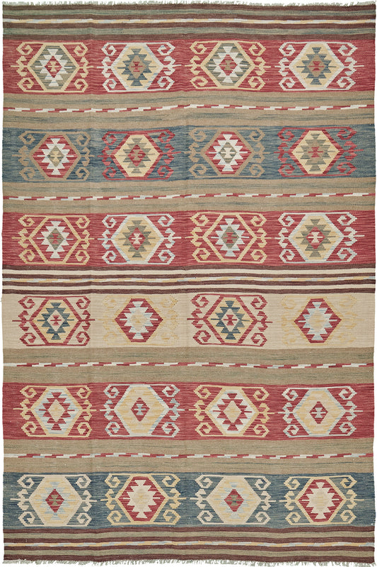 Vintage Style Tribal Natural Dye Flat Weave Kilim