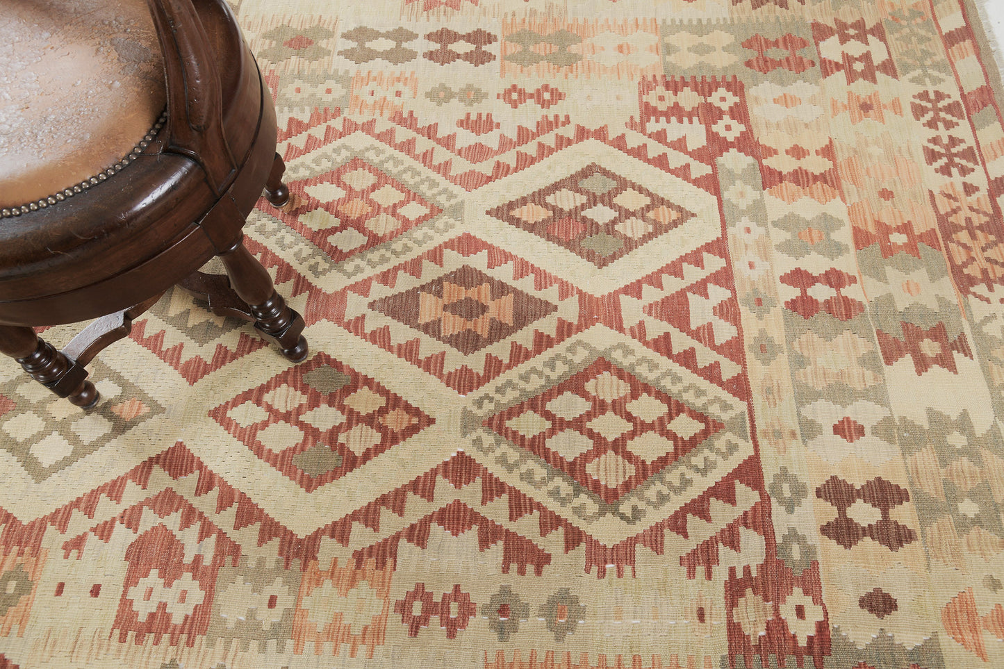 Vintage Style Tribal Natural Dye Flat Weave Kilim