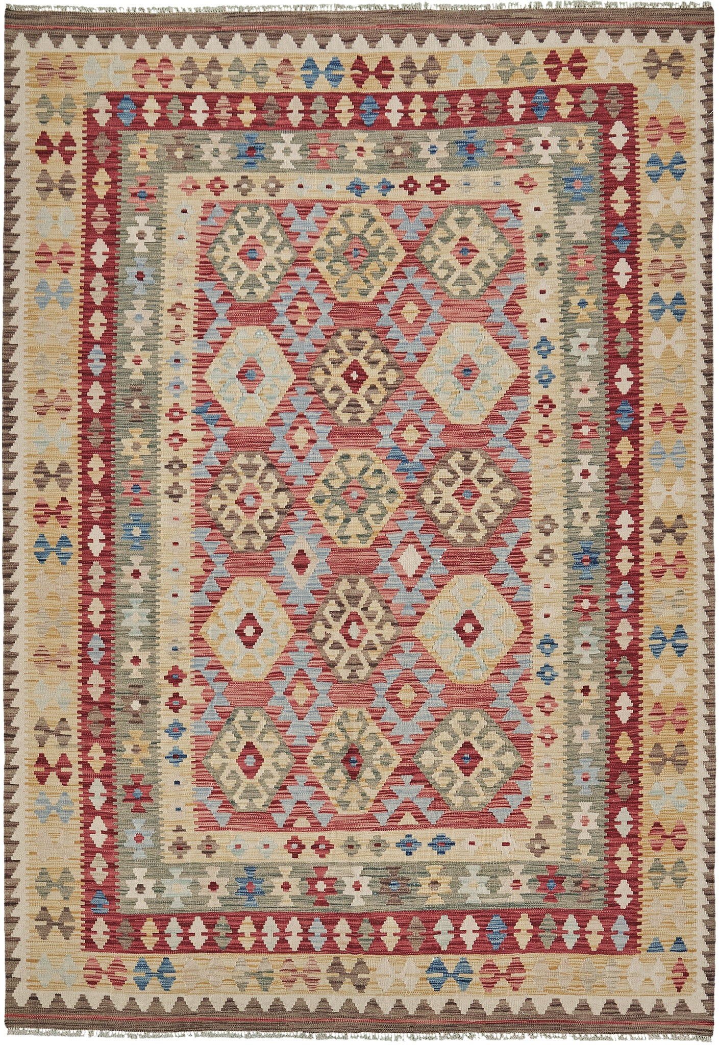 Vintage Style Tribal Natural Dye Flat Weave Kilim