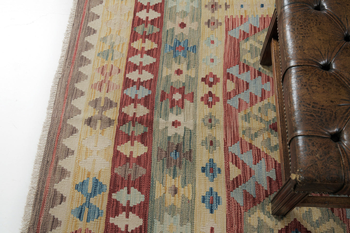 Vintage Style Tribal Natural Dye Flat Weave Kilim