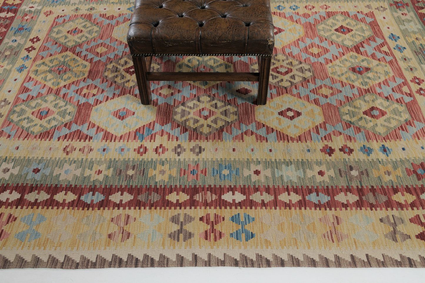Vintage Style Tribal Natural Dye Flat Weave Kilim