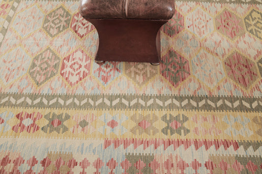 Vintage Style Tribal Natural Dye Flat Weave Kilim