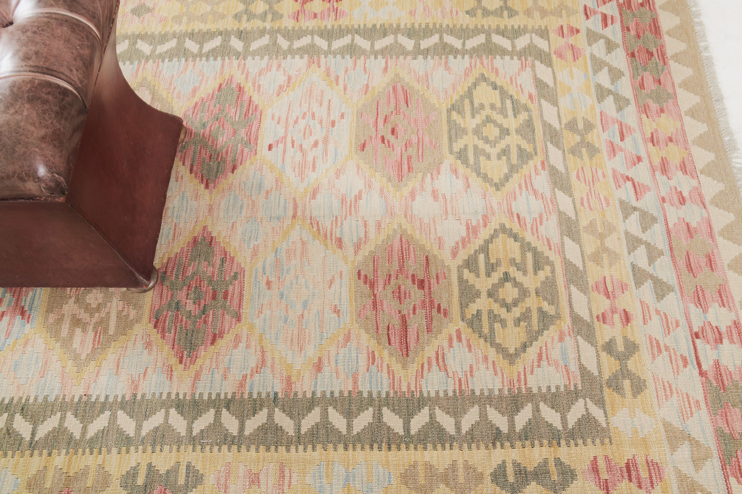 Vintage Style Tribal Natural Dye Flat Weave Kilim