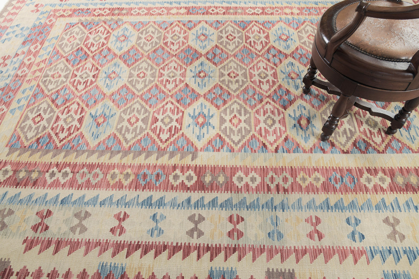 Vintage Style Tribal Natural Dye Flat Weave Kilim