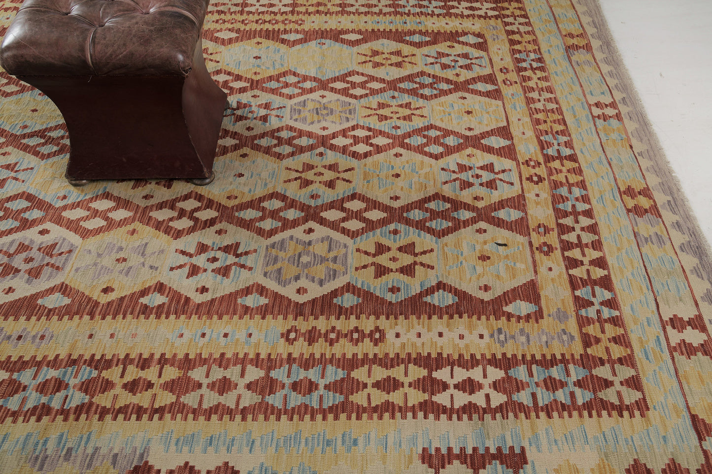 Vintage Style Tribal Natural Dye Flat Weave Kilim