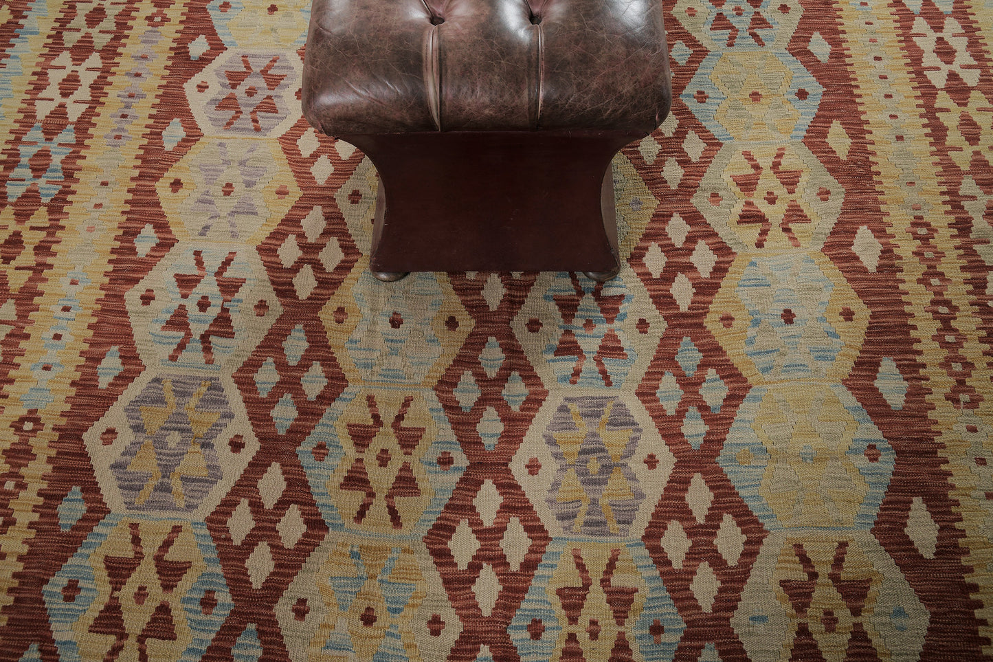 Vintage Style Tribal Natural Dye Flat Weave Kilim