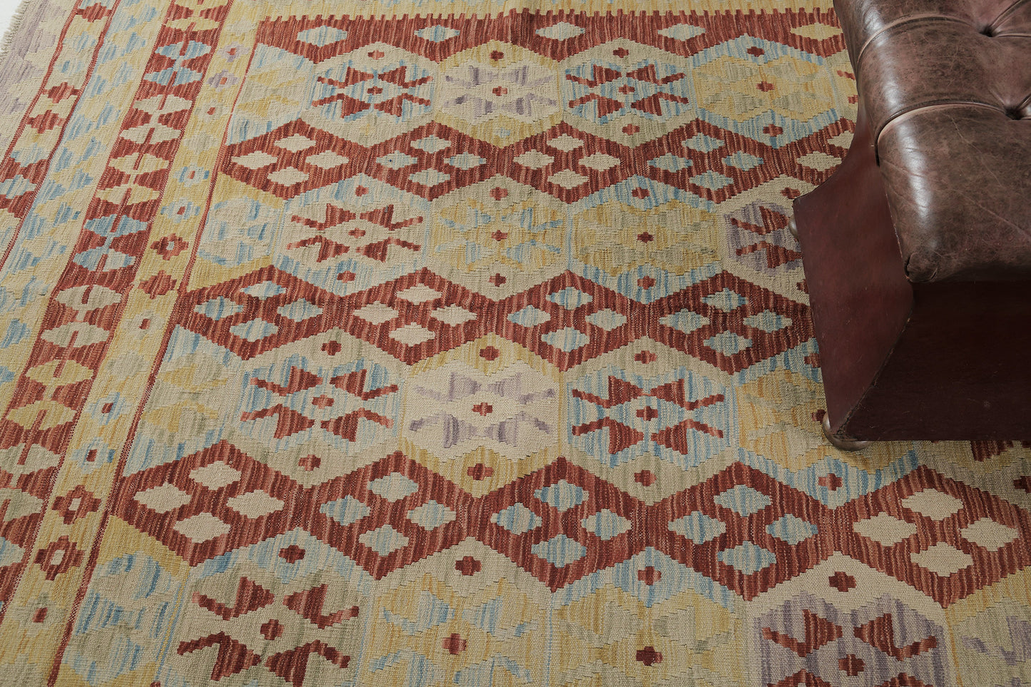Vintage Style Tribal Natural Dye Flat Weave Kilim