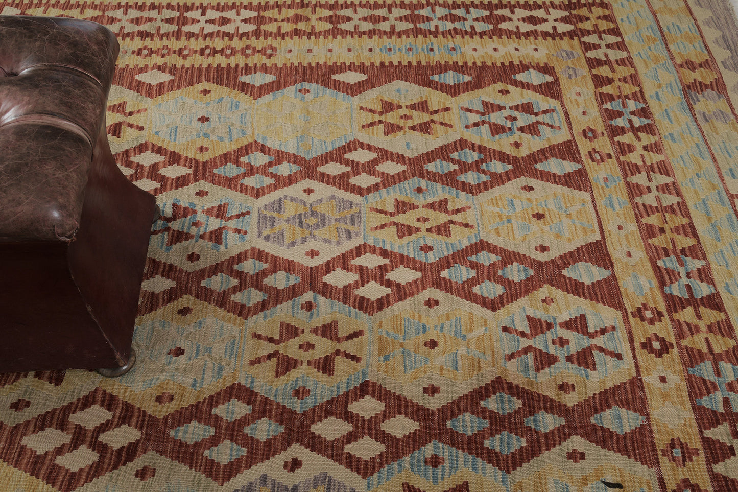 Vintage Style Tribal Natural Dye Flat Weave Kilim