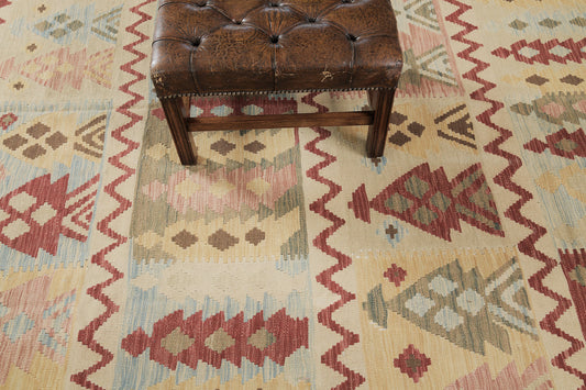 Vintage Style Tribal Natural Dye Flat Weave Kilim