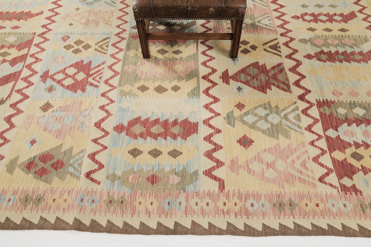 Vintage Style Tribal Natural Dye Flat Weave Kilim