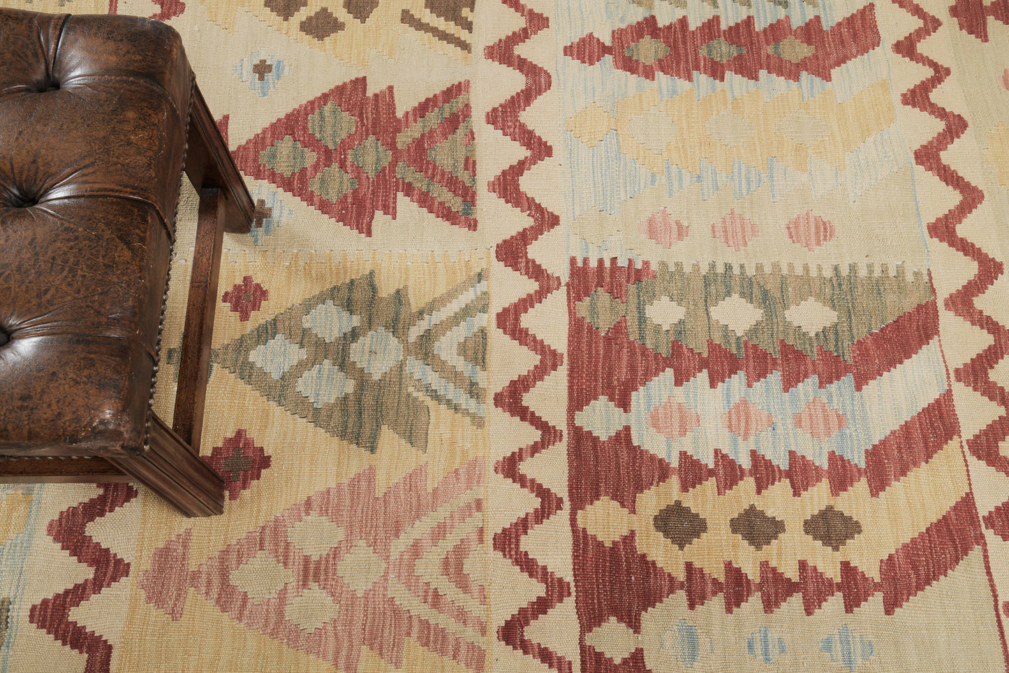 Vintage Style Tribal Natural Dye Flat Weave Kilim