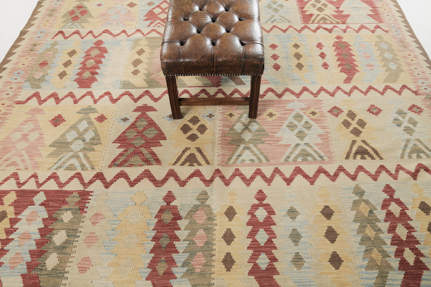 Vintage Style Tribal Natural Dye Flat Weave Kilim