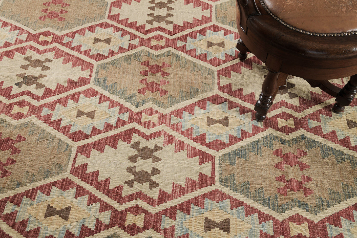 Vintage Style Tribal Natural Dye Flat Weave Kilim