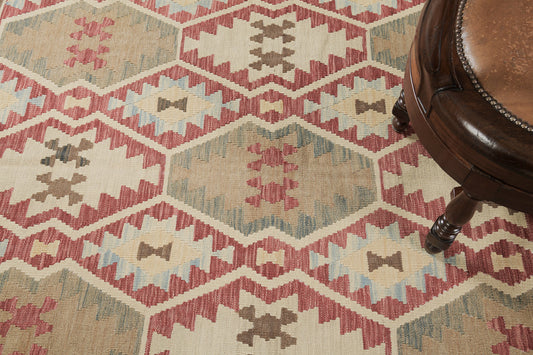 Vintage Style Tribal Natural Dye Flat Weave Kilim